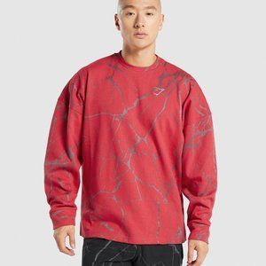 Gymshark Mens POWER CREW Red Print XL